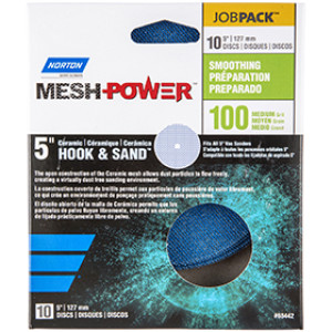 NORTON 68442 5" MESH POWER CERAMIC DISCS 100 GRIT JOB PACK 10PK
