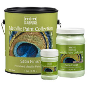 MODERN MASTERS ME793-06 6 OZ COOL MINT SATIN METALLIC PAINT SEMI-OPAQUE