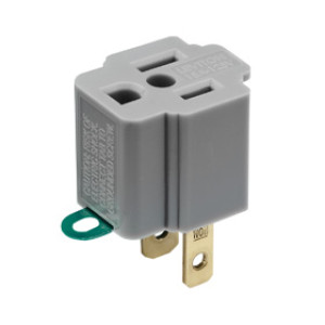 LEVITON 028-00274-000 GROUNDING ADAPTER GRAY
