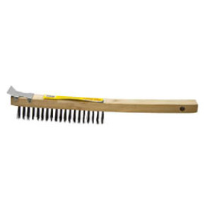 G-FORCE 44453 3 X 19 LONG WOOD HANDLE STEEL WIRE BRUSH WITH SCRAPER