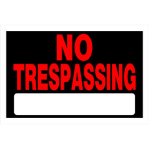 P-T 839904 8" X 12" NO TRESPASSING STYRENE SIGN RED & BLACK