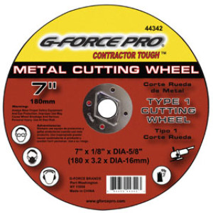 G-FORCE 44342 METAL CUTTING BLADE 7" X 1/8" X 5/8" DIAMOND ARBOR TYPE 1