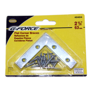 G-FORCE 40404 2-1/2" CORNER IRON ZINC PLATED CARDED WITH SCREWS (4/CARD)
