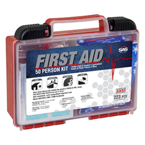 SAS 6050-50 ANSI 50 PERSON FIRST AID KIT PLASTIC ORGANIZED CASE (223 PIECES)