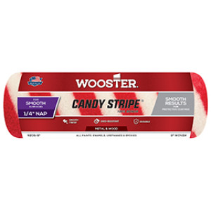 WOOSTER CANDY STRIPE R209-9 9" X 1/4" RED/WHT WOVEN MOHAIR BLEND ROLLER COVER