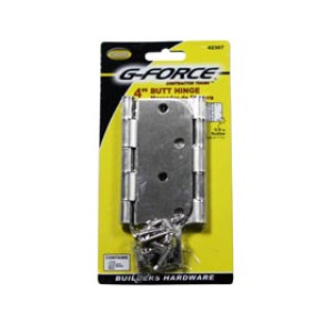 G-FORCE 42307 RADIUS CORNER SATIN NICKEL STEEL 4" BUTT HINGES 1 PAIR