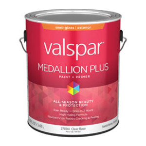 VALSPAR 27004.007 MEDALLION PLUS SEMIGLOSS CLEAR BASE EXTERIOR PAINT + PRIMER