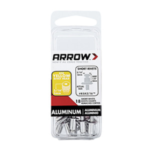 ARROW FASTENER RSA3/16 3/16" SHORT ALUMINUM RIVET 1/8" GRIP 18 PACK