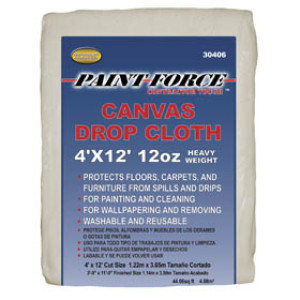 PAINT-FORCE 30406 4' X 12' 12 OZ CANVAS DROP CLOTH