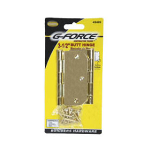 G-FORCE 42405 RADIUS CORNER BRIGHT BRASS 3-1/2" BUTT HINGE