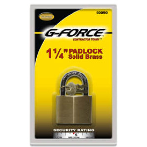 G-FORCE 60090 1-1/4" SOLID BRASS PADLOCK MASTER KEYWAY