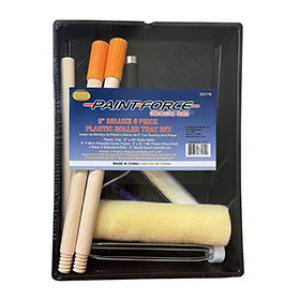 PAINT-FORCE 33179 9" DELUXE 6 PIECE PLASTIC ROLLER TRAY SET