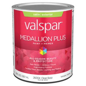VALSPAR 26004.005 MEDALLION PLUS SATIN CLEAR BASE EXTERIOR PAINT + PRIMER