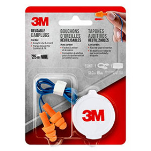 3M 90586H1-DC REUSABLE CORDED EARPLUGS NRR 25DB 1 PAIR WITH CASE