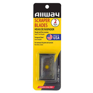 ALLWAY TOOLS 06058 1B 1-1/8" 2-EDGE REPLACEMENT SCRAPER BLADE 2 PACK CARDED