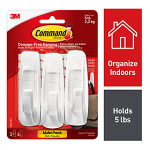 3M 17003-3ES COMMAND WHITE LARGE UTILITY HOOKS VALUE PACK 5 LB CAPACITY
