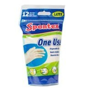 SPONTEX 76191 ONE USE LATEX GLOVES (12 PACK)