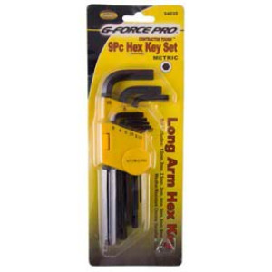 G-FORCE 24035 9 PC HEX KEY SET LONG L SHAPED METRIC 1.5MM TO 10MM
