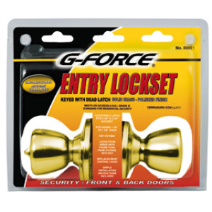 G-FORCE 80001 ENTRY TULIP KNOB LOCKSET POLISHED BRASS KW1 KEYED ALIKE