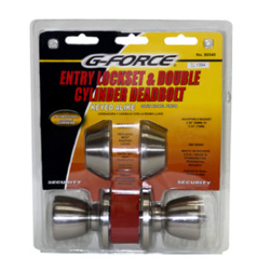 G-FORCE 80540 ENTRY & DOUBLE DEADBOLT COMBINATION LOCKSET STAINLESS STEEL