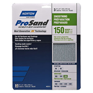 NORTON PROSAND 02618 9" X 11" P150 PREMIUM SANDING SHEETS MEDIUM 3-PACK H/P