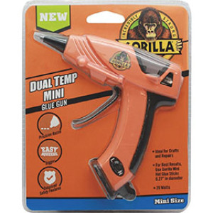 GORILLA GLUE 8401502 DUAL TEMP MINI HOT GLUE GUN WITH EASY SQUEEZE TRIGGER