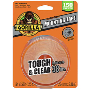 6036002 1" X 150" GORILLA TOUGH AND CLEAR MOUNTING TAPE XL - WEATHERPROOF
