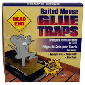 CATCHMASTER 1104 DEAD END BAITED MOUSE GLUE TRAPS 4-PACK BULK WITH J-HOOK