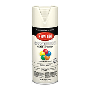 KRYLON K05524007 COLORMAXX PAINT + PRIMER GLOSS IVORY 12 OZ INDOOR - OUTDOOR