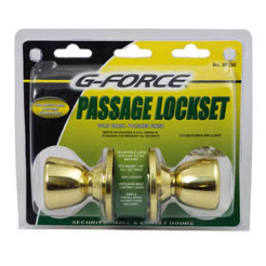 G-FORCE 80200 PASSAGE TULIP KNOB LOCKSET POLISHED BRASS