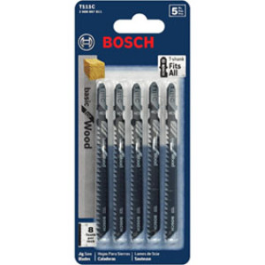 BOSCH T111C 4" 8TPI HIGH CARBON STEEL SHANK JIGSAW BLADE 5 PACK