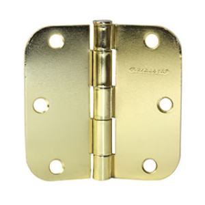 G-FORCE 42205 ROUND CORNER POLISHED BRASS 3-1/2" BUTT HINGES BULK "NO SCREWS"