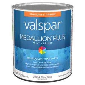 VALSPAR 24004.005 MEDALLION PLUS SEMIGLOSS CLEAR BASE INTERIOR PAINT & PRIMER