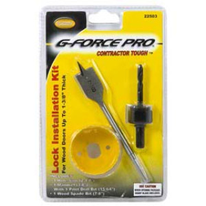 G-FORCE 22503 3 PIECE WOOD DOOR LOCK INSTALLATION KIT