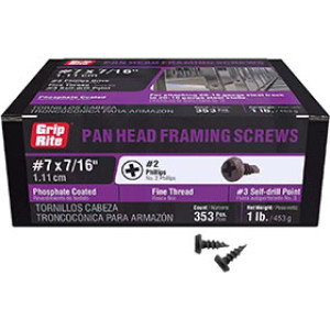 PRIME SOURCE 716FPHS1 #6 X 7/16" PAN HEAD FRAMING SCREWS 1 LB 11194