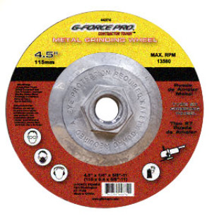 G-FORCE 44374 METAL GRINDING WHEEL 4-1/2" X 1/4" X 5/8-11" THREADED TYPE 27