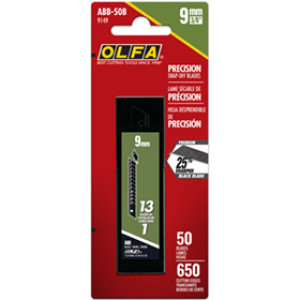 OLFA 9149 9MM ULTRA SHARP BLACK SNAP-OFF BLADES 50/PK ABB-50B