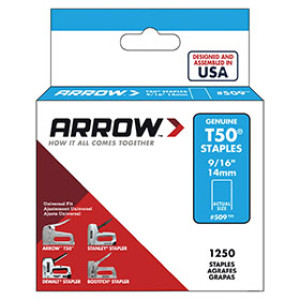 ARROW FASTENER 50924 T50 9/16" HEAVY DUTY STAPLES - 1250 PACK
