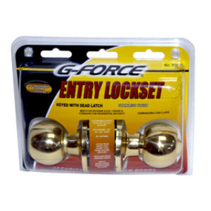 G-FORCE 80039 ENTRY BALL KNOB LOCKSET POLISHED BRASS SC1 KEYWAY KEYED DIFFEREN