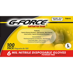 G-FORCE 75015L 6MIL BLACK NITRILE GLOVE LARGE (100PK)