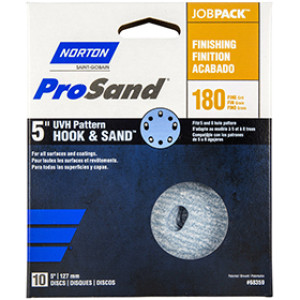 NORTON PROSAND 68359 5" P180B UVH HOOK & LOOP JOB PACK SANDING DISCS 10-PACK