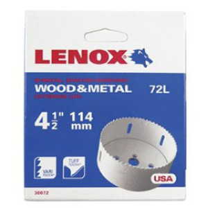 LENOX 3007272L 4-1/2" 114 MM SPEED SLOT BI-METAL HOLE SAW W/ T3 TECHNOLOGY BOX