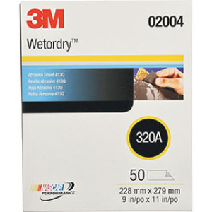 3M 02004 WET OR DRY 9" X 11" 320A TRI-M-ITE SANDPAPER SHEETS 50 PACK