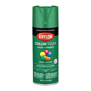 KRYLON K05517007 COLORMAXX PAINT + PRIMER GLOSS EMERALD GREEN 12 OZ IN-OUTDOOR