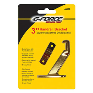 G-FORCE 43116 3" DIE CAST BRASS PLATED HANDRAIL BRACKET HEAVY DUTY CARDED