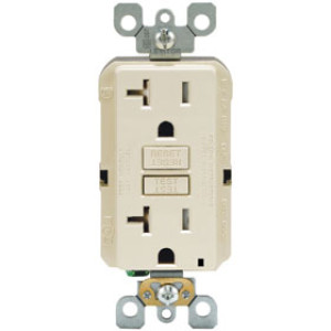 LEVITON R96-GFTR2-0KT 20A-125V SELF TEST TAMPER GFCI OUTLET LIGHT ALMOND