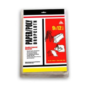 TRIMACO 02301 9' X 12' PAPER AND PLASTIC DROP CLOTH