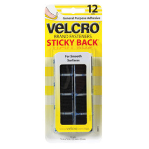 VELCRO 90072 7/8" SQUARE STICKY BACK BLACK
