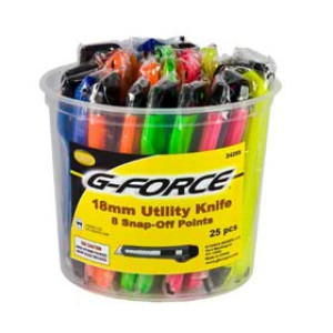 G-FORCE 24255 18MM SNAP KNIFE 8 POINT ASSORTED COLORS BUCKET