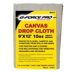 PAINT-FORCE 30411 9' X 12' 10 OZ CANVAS DROP CLOTH